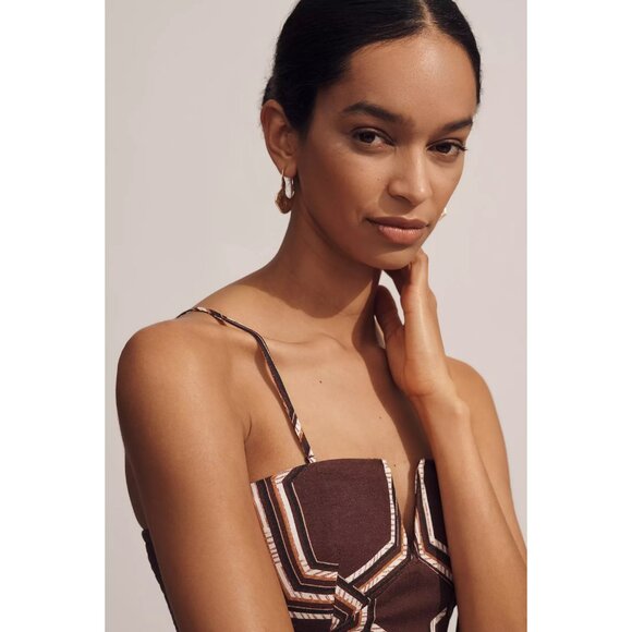 ANTHROPOLOGIE | Linen Blend Plunge-Neck Midi Dress | NWT - Picture 4 of 5